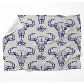 Ball Pen Buffalo Skull Seamless Woven Throw Blanket