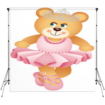 Ballerina Teddy Bear Fleece Backdrop