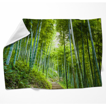 Bamboo Forest And Walkway Woven Throw Blanket