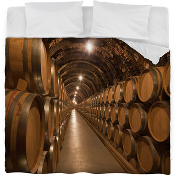 Barriles De Vino En La Bodega Fleece Bed Blanket