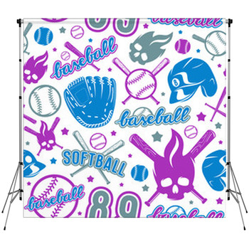 Baseball And Softball Seamless Pattern Fleece Backdrop