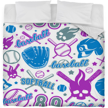 Baseball And Softball Seamless Fleece Bed Blanket