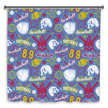Baseball And Softball Seamless Pattern Shower Curtain