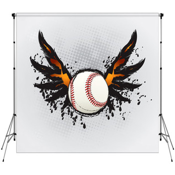 Baseball Ball Design Element Custom Size Backdrop