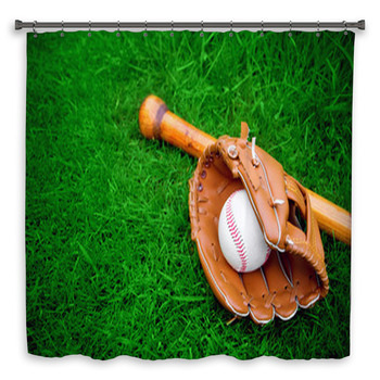 Baseball Bat, Ball And Glove Shower Curtain