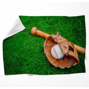 Baseball Bat, Ball And Glove Woven Throw Blanket