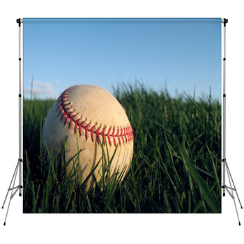 Baseball Close Up In Grass Custom Size Backdrop