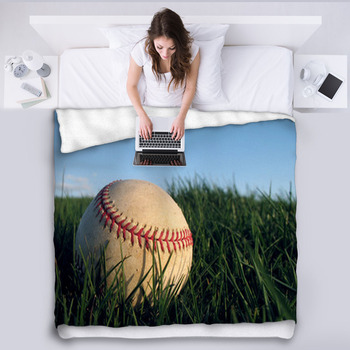 Baseball Close Up In Grass Fleece Blanket