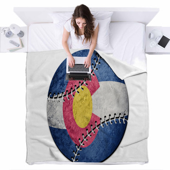 Baseball Colorado State Flag Fleece Bed Blanket