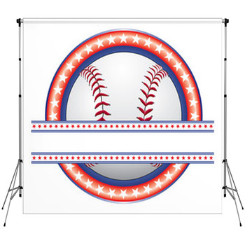 Baseball Design - Red White And Custom Size Backdrop