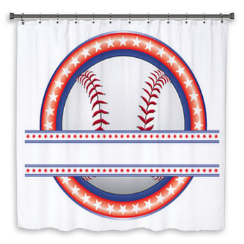 Baseball Design - Red White Custom Size Shower Curtain