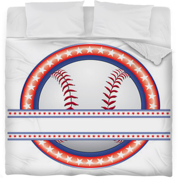 Baseball Design - Red White And Blue Fleece Bed Blanket