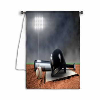Baseball Equipment Under Spotlight Towel
