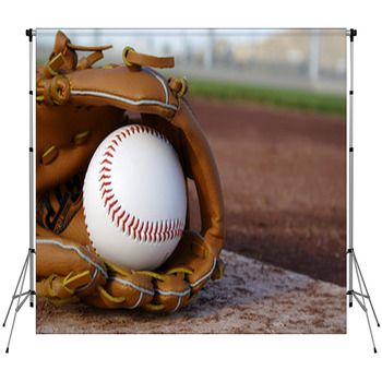 Baseball & Glove On Baseball Field Fleece Backdrop