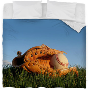 Baseball Glove With Ball Resting In Fleece Bed Blanket