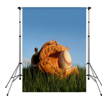 Baseball Glove With Ball Resting Pole Pocket Backdrop