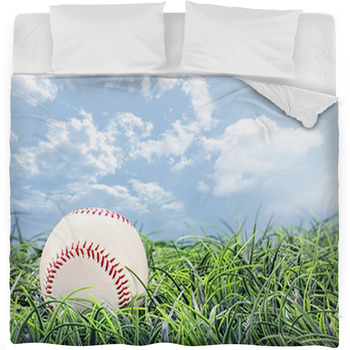 Baseball In Grass Fleece Bed Blanket