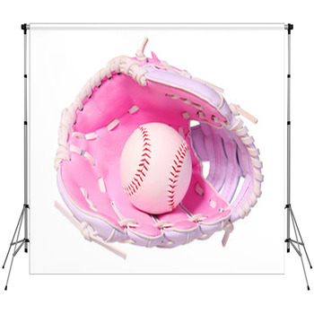 Baseball In Pink Female Glove Custom Size Backdrop