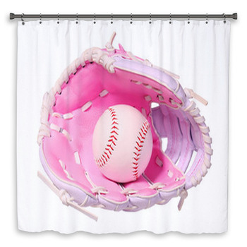 Baseball In Pink Female Glove  Custom Size Shower Curtain