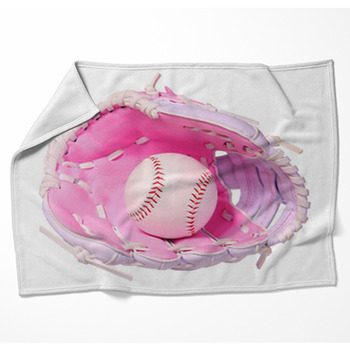 Baseball In Pink Female Glove Woven Throw Blanket