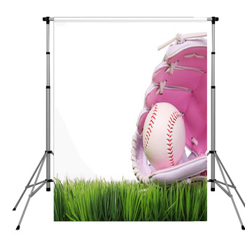 Baseball In Pink Female Glove On Pole Pocket Backdrop