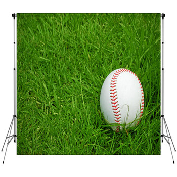 Baseball On Green Grass Pitch Custom Size Backdrop