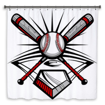 Baseball Or Softball Crossed Custom Size Shower Curtain