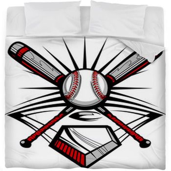 Baseball Or Softball Crossed Bats Fleece Bed Blanket