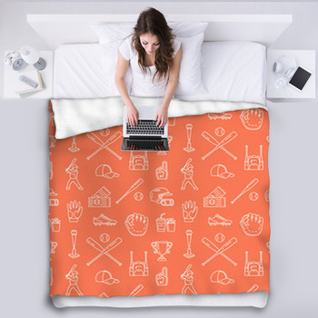 Baseball Softball Sport Game Vector Fleece Blanket