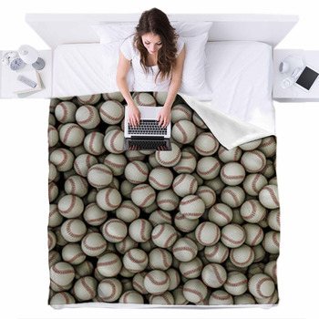 Baseballs Background Fleece Bed Blanket