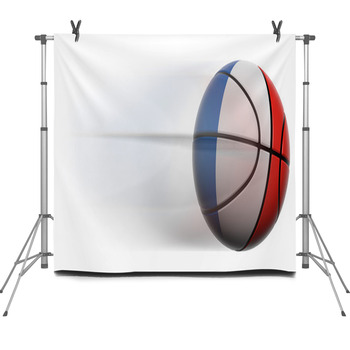 Basketball Ball With Flag Of France In Fleece Backdrop