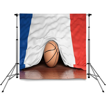 Basketball Ball With Flag Of Pole Pocket Backdrop