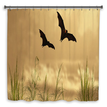 Bat Silhouettes In Sunset Time Shower Curtain