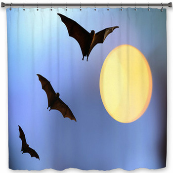 Bat Silhouettes With Full Moon - Shower Curtain