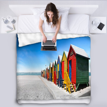 Bathing Cabins Fleece Blanket