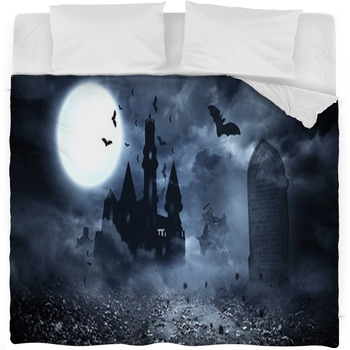 Bats Flying To Draculas Castle Fleece Bed Blanket