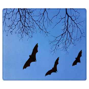Bats Silhouettes And Beautiful Branch For Bath Mat