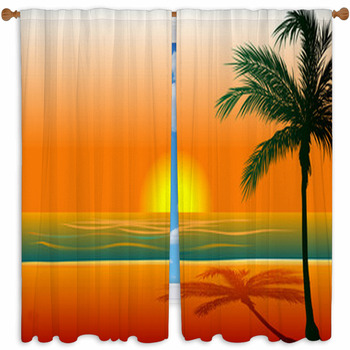 Beach Background 1 Custom Size Window Curtain
