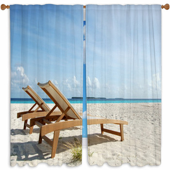 Beach Loungers Custom Size Window Curtain