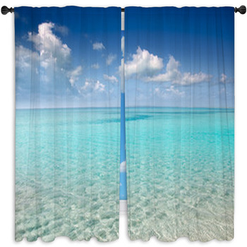 Beach Perfect White Sand Turquoise Water Window Curtain
