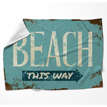 Beach Tin Sign Woven Throw Blanket