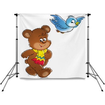 Bear And Bird Pole Pocket Backdrop