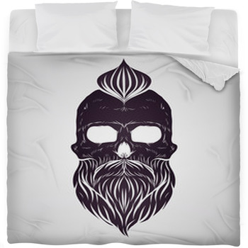 Bearded Skull Vector Fleece Bed Blanket