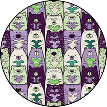 Bears With Hearts. Vector Seamless Pattern Round Rug