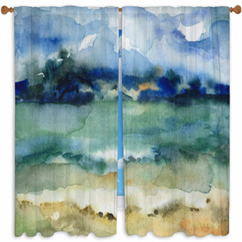 Beautiful Beach Baikal Custom Size Window Curtain