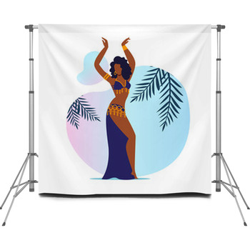 Beautiful Belly Dancer Flat Vector  Custom Size Backdrop