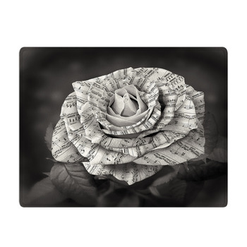 Beautiful Black And White Rose With Note On The  Bath Mat
