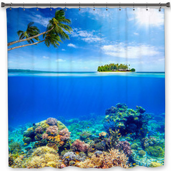 Beautiful Coral Reef On The Background Of  Shower Curtain