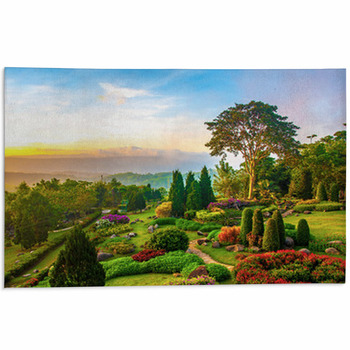 Beautiful Garden Of Colorful Flowers On Hill Area Rug