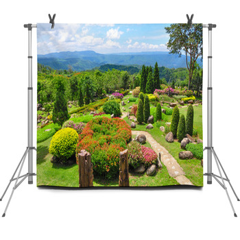 Beautiful Garden Of Colorful Flowers On  Fleece Backdrop